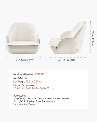 Boat Seat, Low Backrest, Boat Seat Captain Bucket Seat with Thickened Sponge Cushion & Waterproof PVC V952-CZZYZDWFZBSBJKGMK001V0