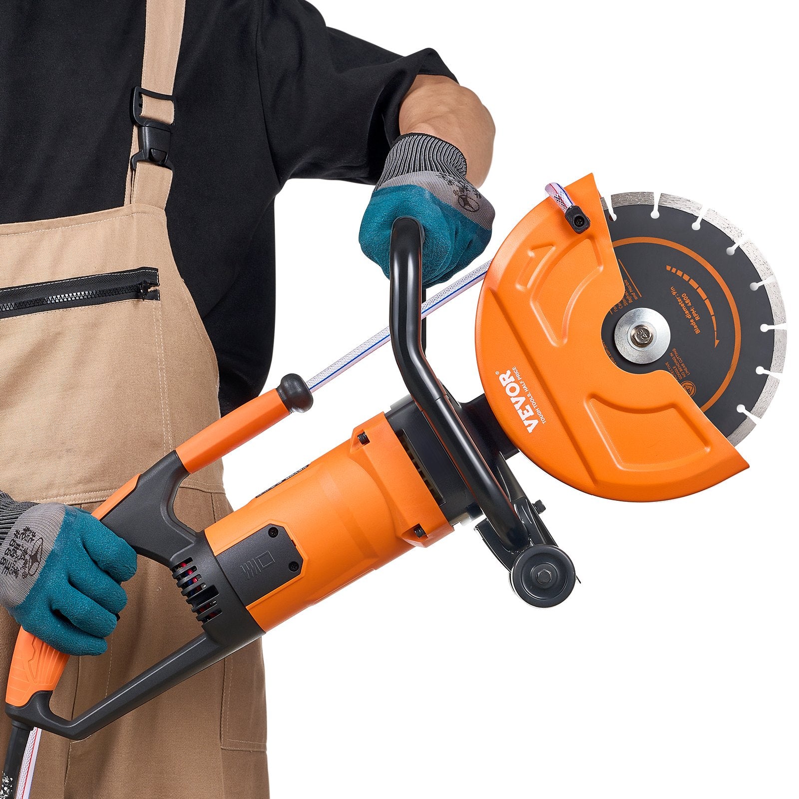 Electric Concrete Saw, 9 in, 2000 W 15 A Motor Circular Saw Cutter with 3.5 in Cutting Depth, Wet/Dry Disk V952-D1800W9IN35INLPBQV3