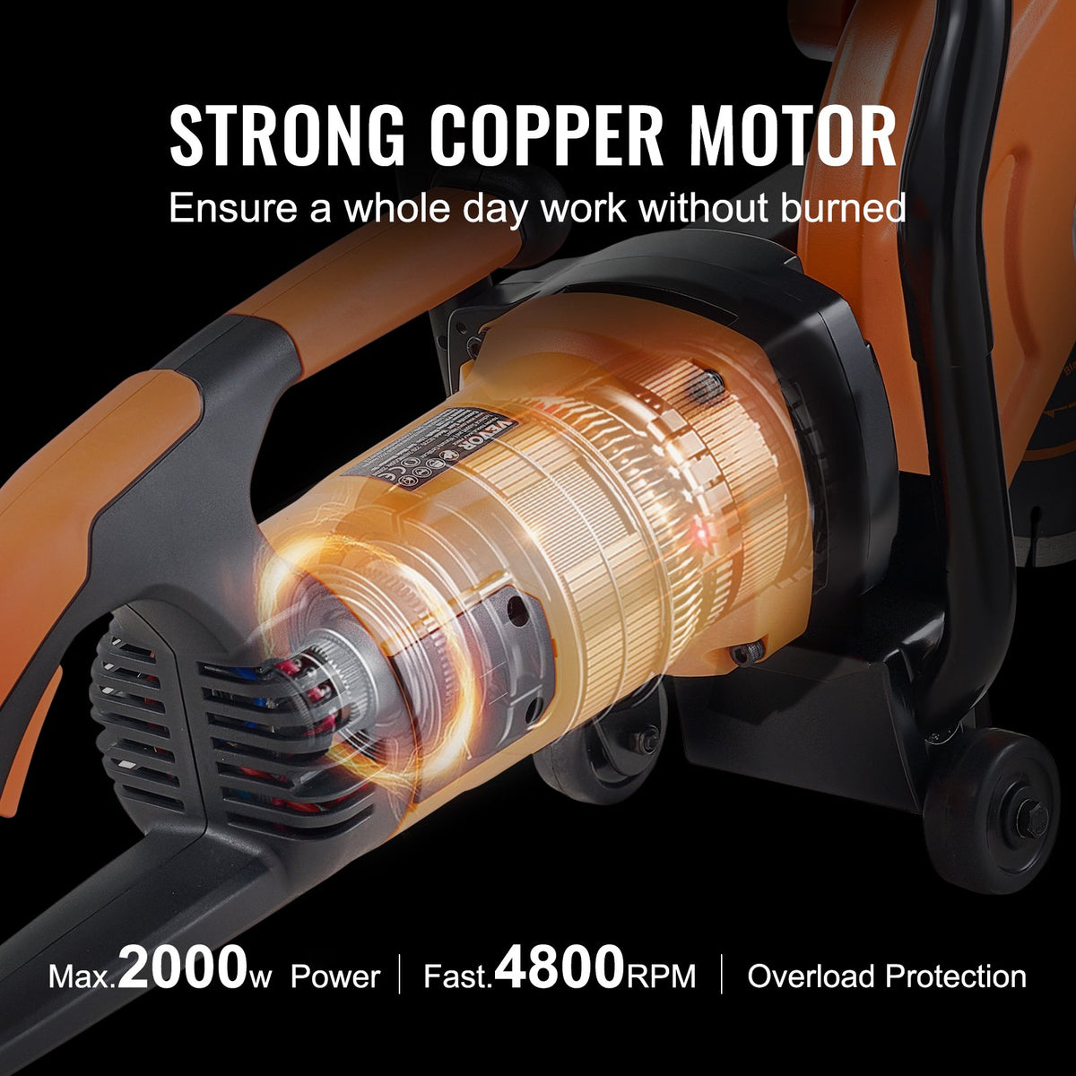 Electric Concrete Saw, 9 in, 2000 W 15 A Motor Circular Saw Cutter with 3.5 in Cutting Depth, Wet/Dry Disk V952-D1800W9IN35INLPBQV3