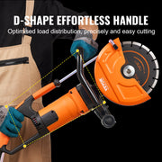 Electric Concrete Saw, 9 in, 2000 W 15 A Motor Circular Saw Cutter with 3.5 in Cutting Depth, Wet/Dry Disk V952-D1800W9IN35INLPBQV3
