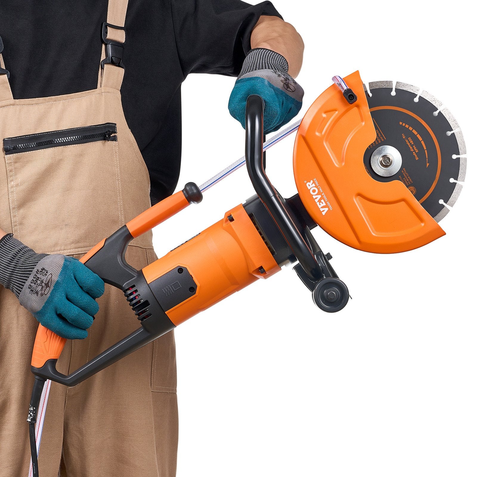 Electric Concrete Saw, 9 in, 2000 W 15 A Motor Circular Saw Cutter with 3.5 in Cutting Depth, Wet/Dry Disk V952-D1800W9IN35INLPBQV3