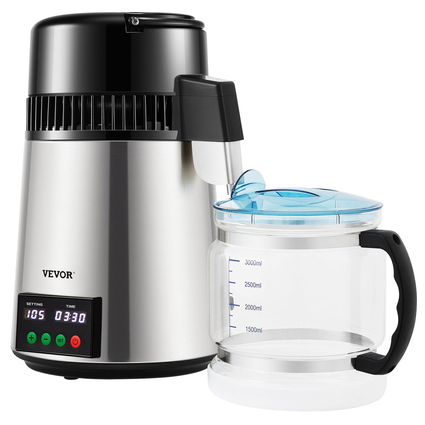 4L Water Distiller 1L/H Distilled Water Maker Timing & Temp Display Silver V952-D1LH1LH4L220VVD15V3