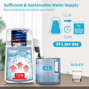 4L Water Distiller 1L/H Distilled Water Maker Timing & Temp Display White V952-D1LH4L1LH220VTOAVV3