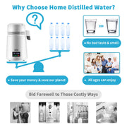 4L Water Distiller 1L/H Distilled Water Maker Timing & Temp Display White V952-D1LH4L1LH220VTOAVV3