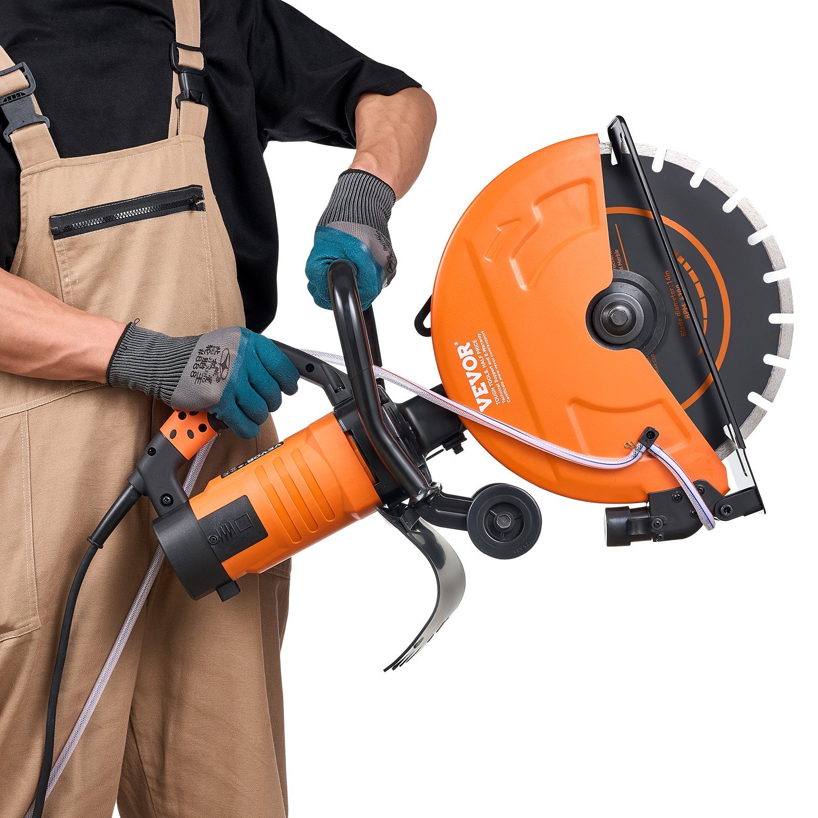 Electric Concrete Saw, 14 in, 2000 W Motor Circular Saw Cutter with Max. 5 in Adjustable Cutting Depth, Wet V952-D3200W14IN5INYGWJV3