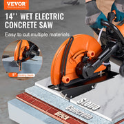 Electric Concrete Saw, 14 in, 2000 W Motor Circular Saw Cutter with Max. 5 in Adjustable Cutting Depth, Wet V952-D3200W14IN5INYGWJV3