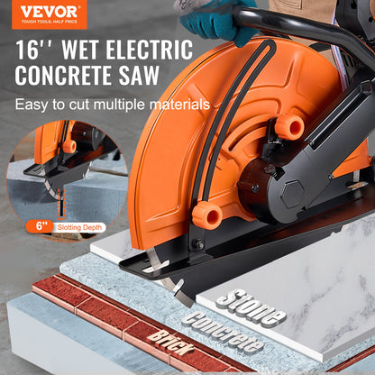 Electric Concrete Saw, 16 in, 2800 W 15 A Motor Circular Saw Cutter with Max. 6 in Adjustable Cutting Depth, V952-D3200W16IN6INQIFQV3
