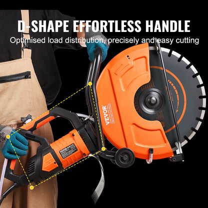 Electric Concrete Saw, 16 in, 2800 W 15 A Motor Circular Saw Cutter with Max. 6 in Adjustable Cutting Depth, V952-D3200W16IN6INQIFQV3
