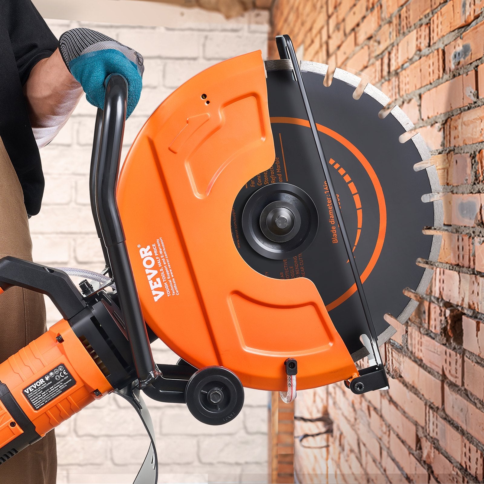Electric Concrete Saw, 16 in, 2800 W 15 A Motor Circular Saw Cutter with Max. 6 in Adjustable Cutting Depth, V952-D3200W16IN6INQIFQV3