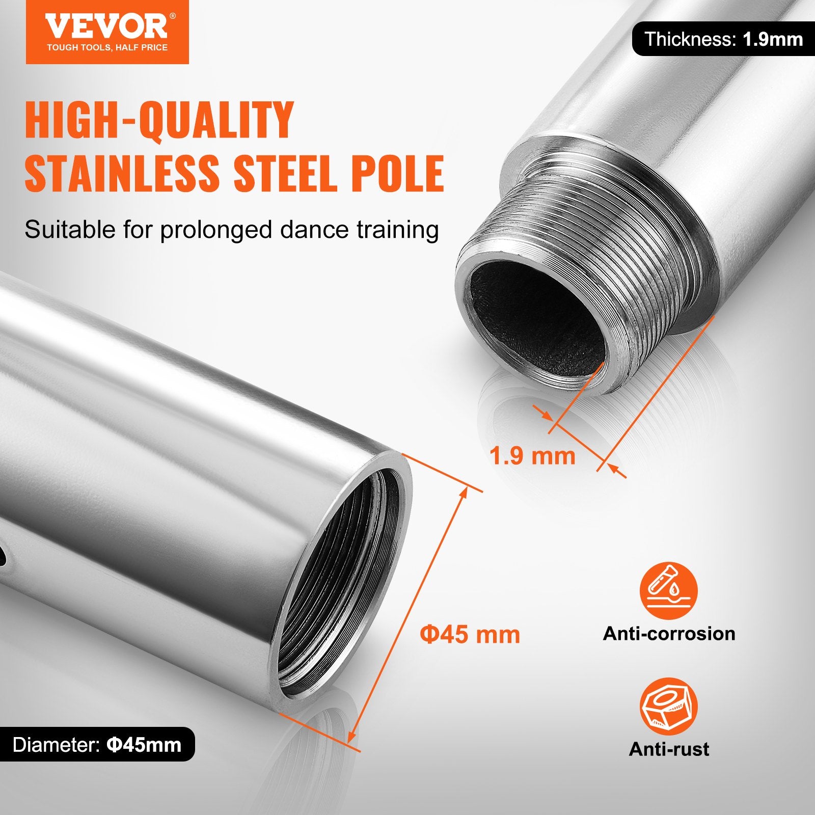 Professional Dancing Pole, Spinning Static Dancing Pole Kit, Portable Removable Pole, 45mm Heavy-Duty V952-DBDJYXYS8210L8YBQV0