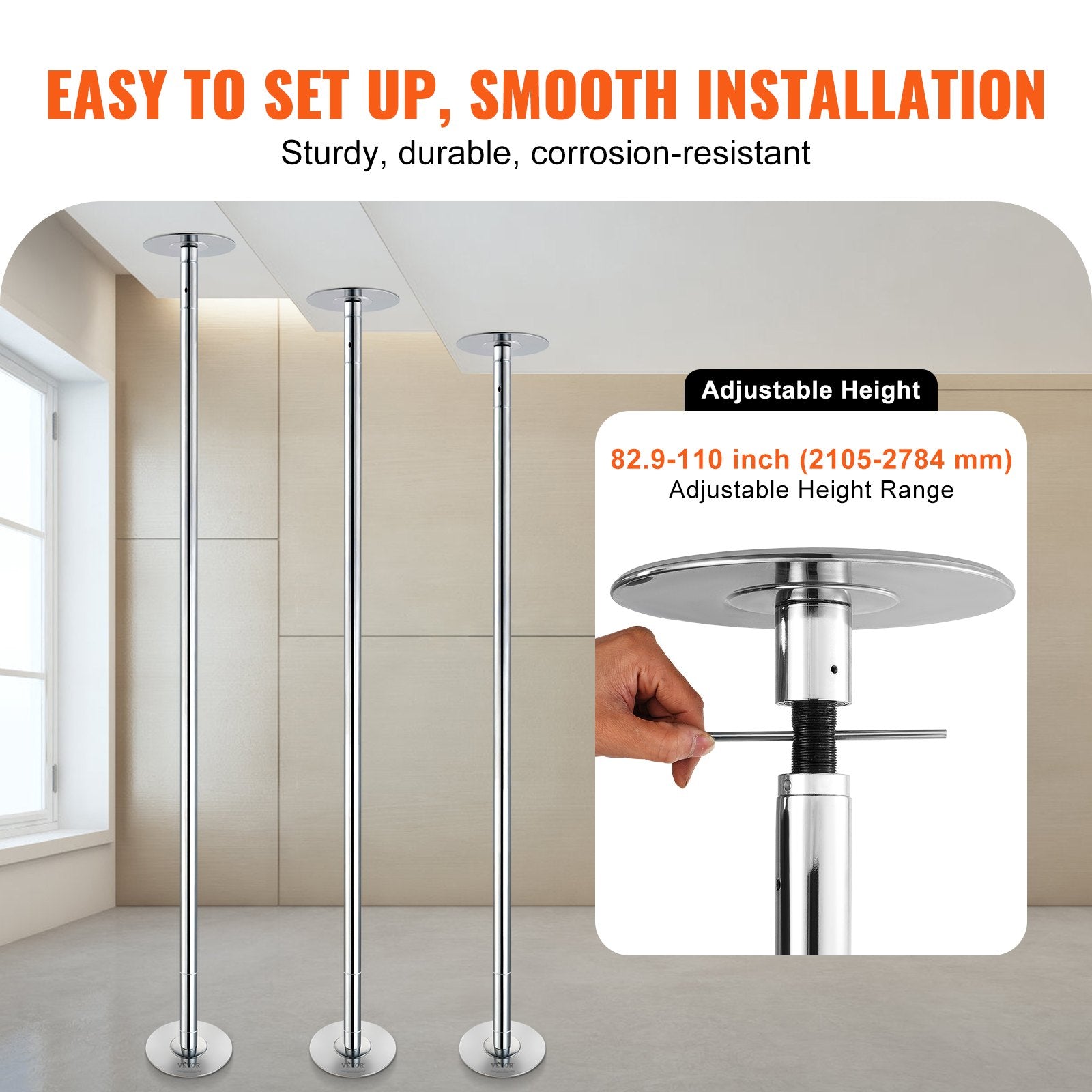 Professional Dancing Pole, Spinning Static Dancing Pole Kit, Portable Removable Pole, 45mm Heavy-Duty V952-DBDJYXYS8210L8YBQV0