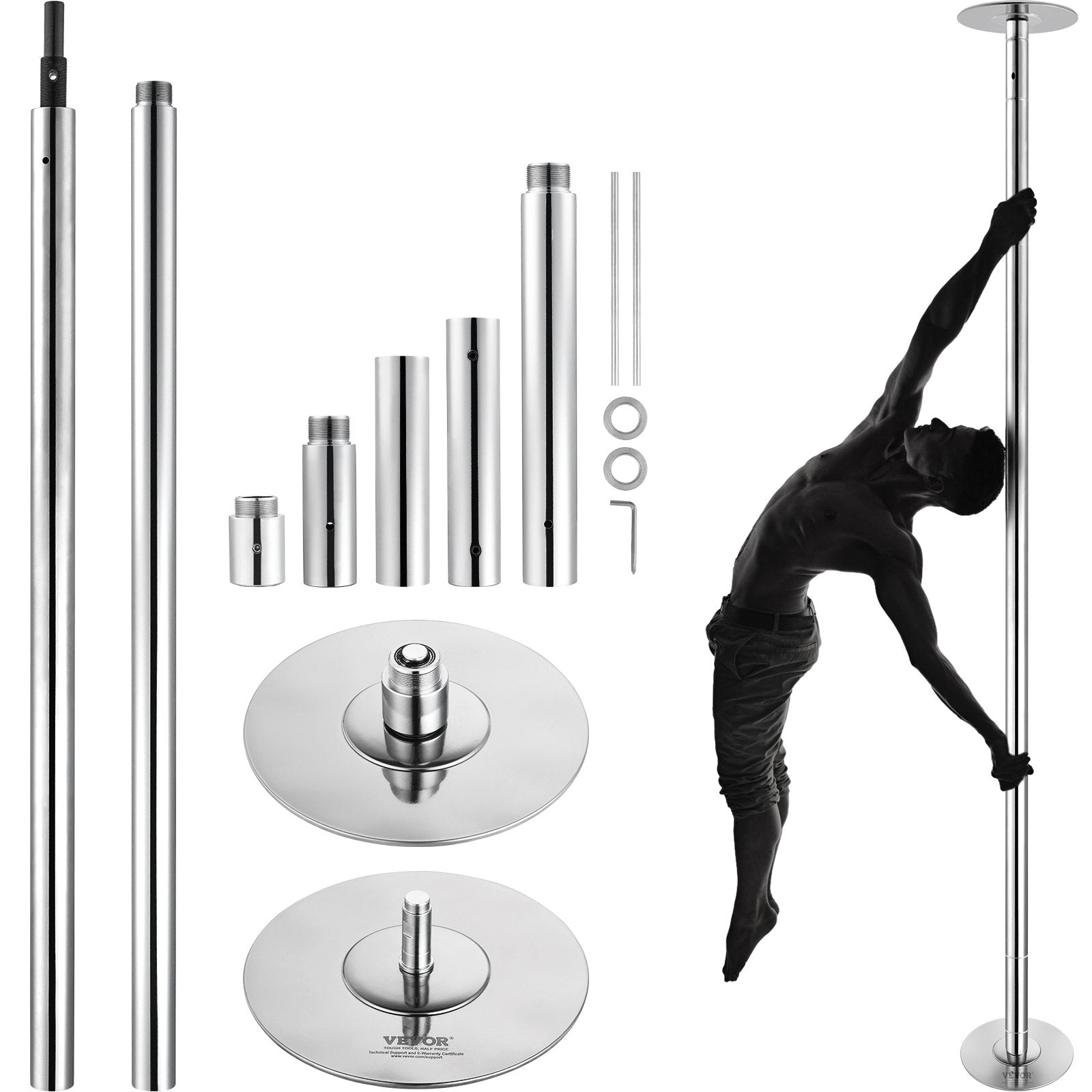 Professional Dancing Pole, Spinning Static Dancing Pole Kit, Portable Removable Pole, 45mm Heavy-Duty V952-DBDJYXYS8610L449GV0