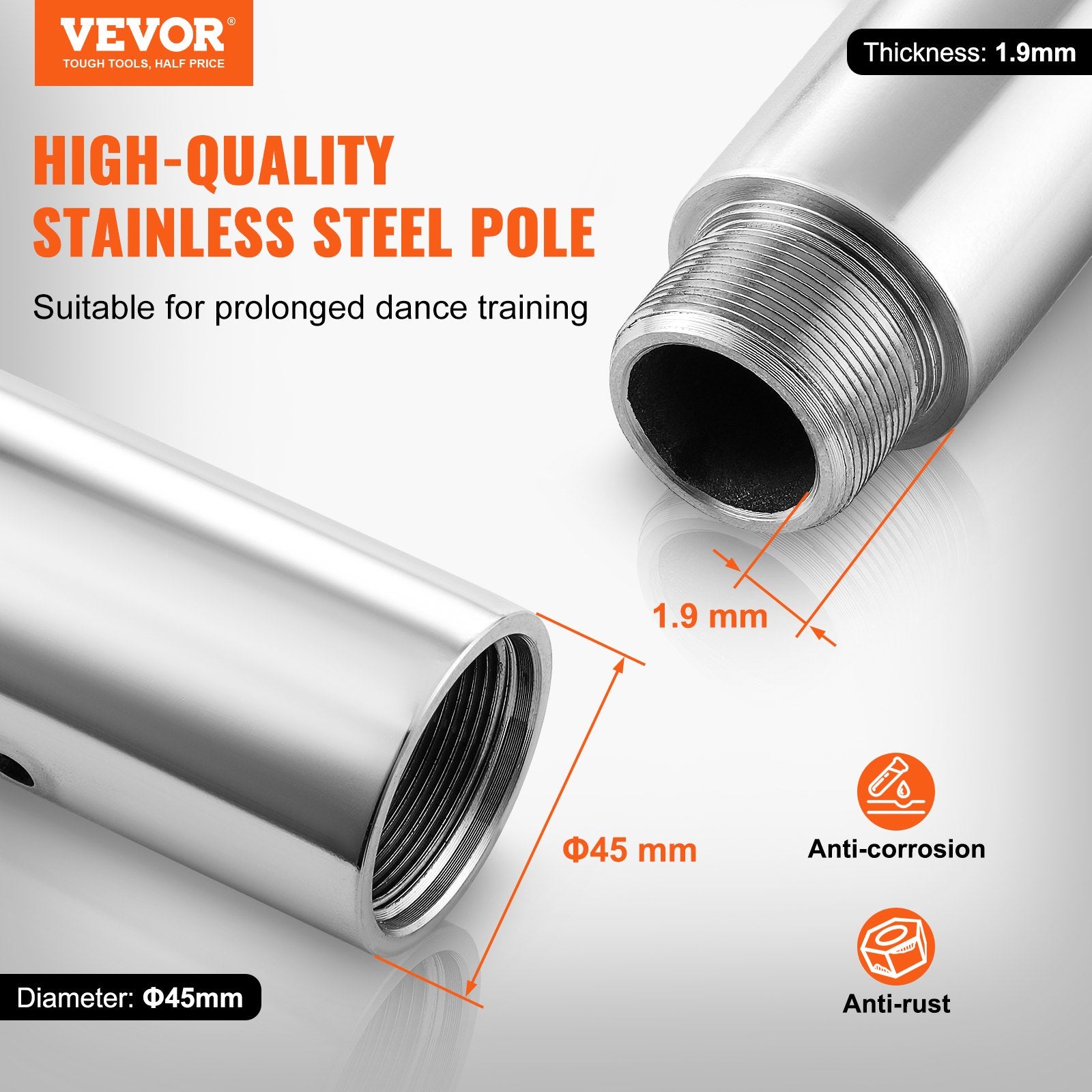 Professional Dancing Pole, Spinning Static Dancing Pole Kit, Portable Removable Pole, 45mm Heavy-Duty V952-DBDJYXYS8610L449GV0