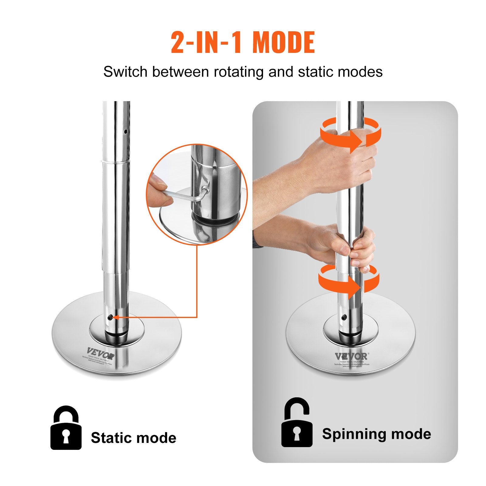 Professional Dancing Pole, Spinning Static Dancing Pole Kit, Portable Removable Pole, 45mm Heavy-Duty V952-DBDJYXYS8610L449GV0
