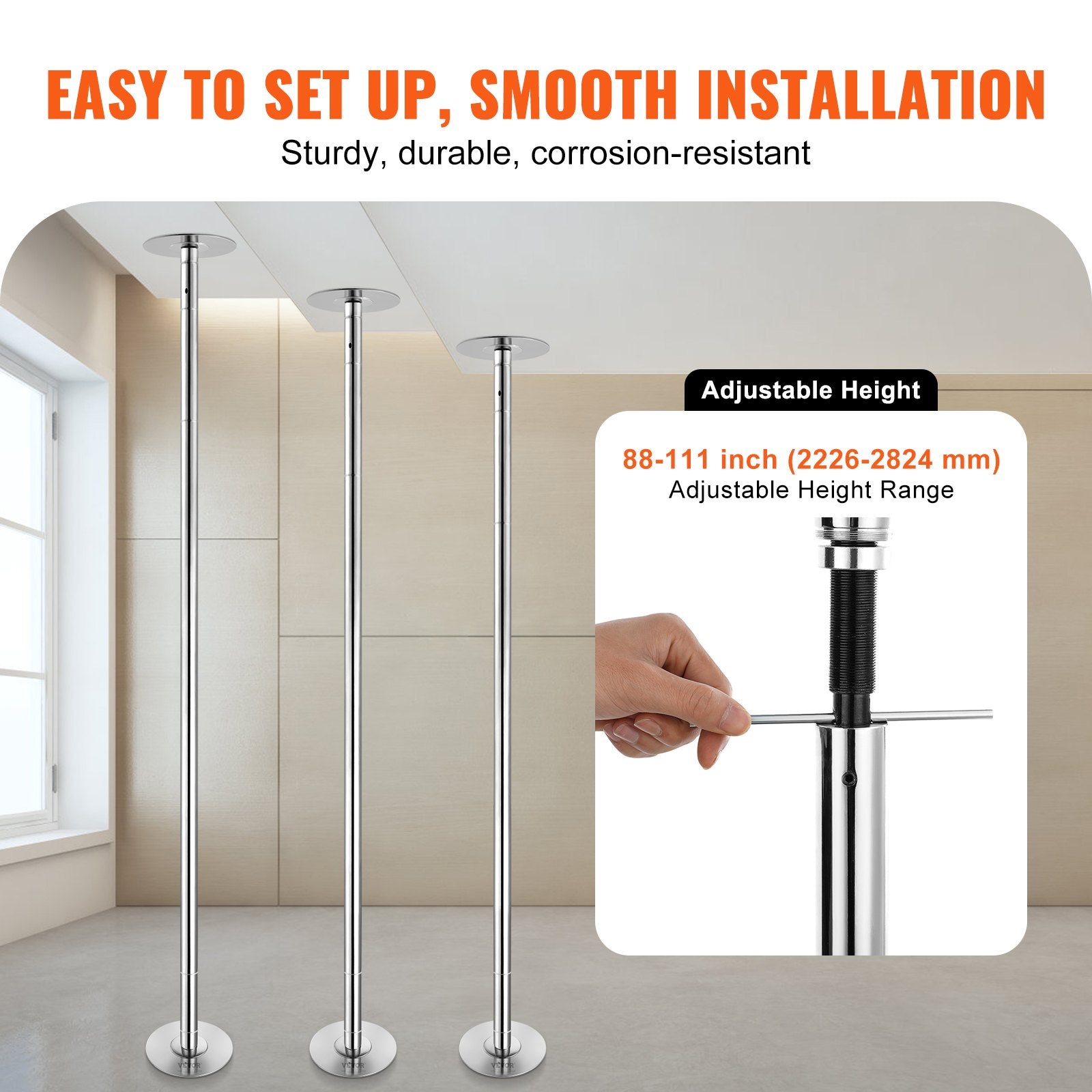 Professional Dancing Pole, Spinning Static Dancing Pole Kit, Portable Removable Pole, 45mm Heavy-Duty V952-DBDJYXYS8610L449GV0