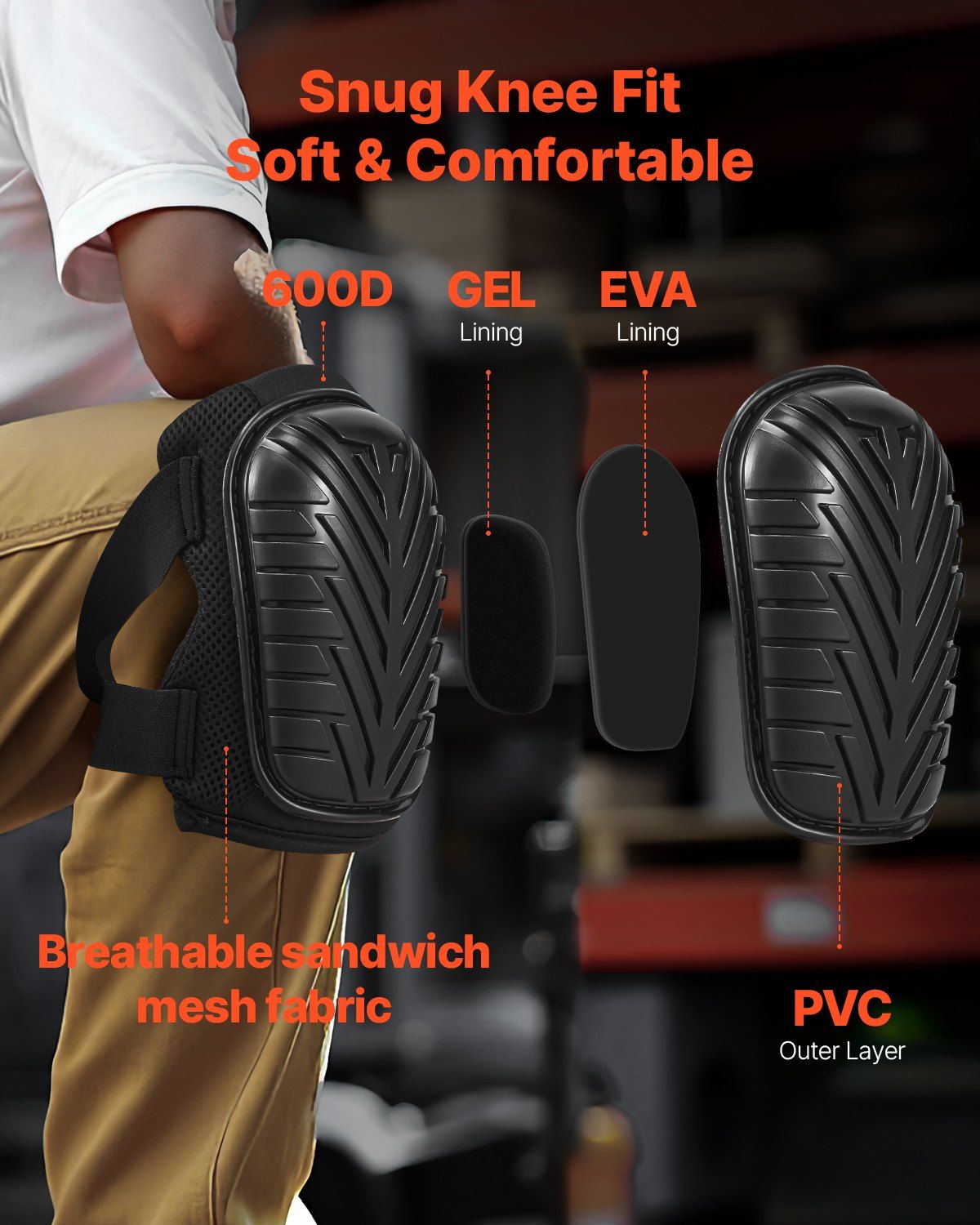 Knee Pads for Work, Heavy Duty Construction Knee Pads with Adjustable Straps & Rivets, Thick Gel Knee Pads V952-DBHXDKHXHS00VGXFXV0