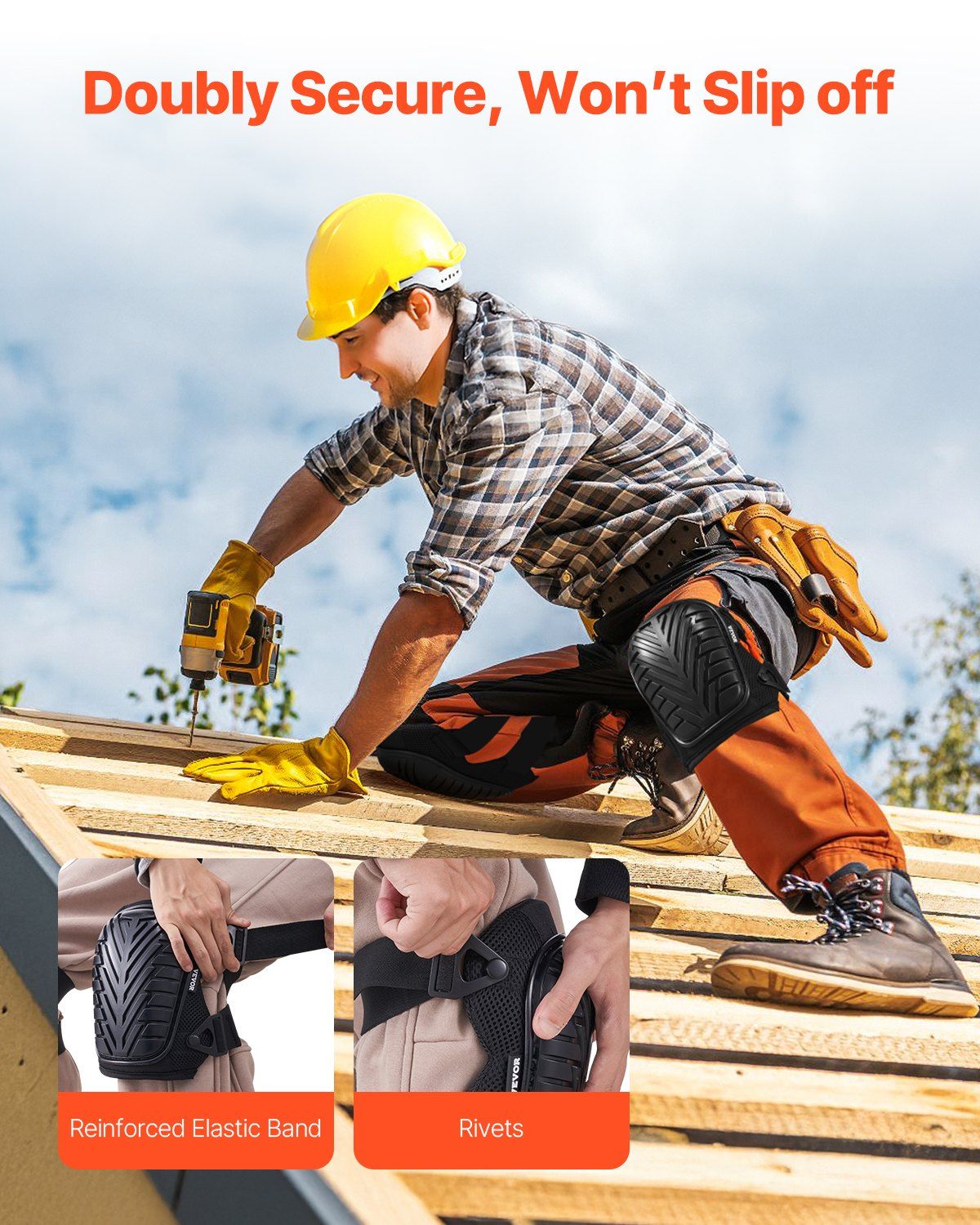 Knee Pads for Work, Heavy Duty Construction Knee Pads with Adjustable Straps & Rivets, Thick Gel Knee Pads V952-DBHXDKHXHS00VGXFXV0