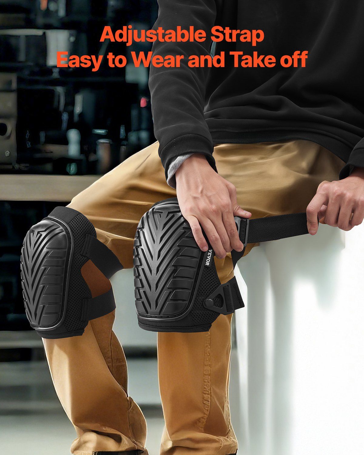 Knee Pads for Work, Heavy Duty Construction Knee Pads with Adjustable Straps & Rivets, Thick Gel Knee Pads V952-DBHXDKHXHS00VGXFXV0