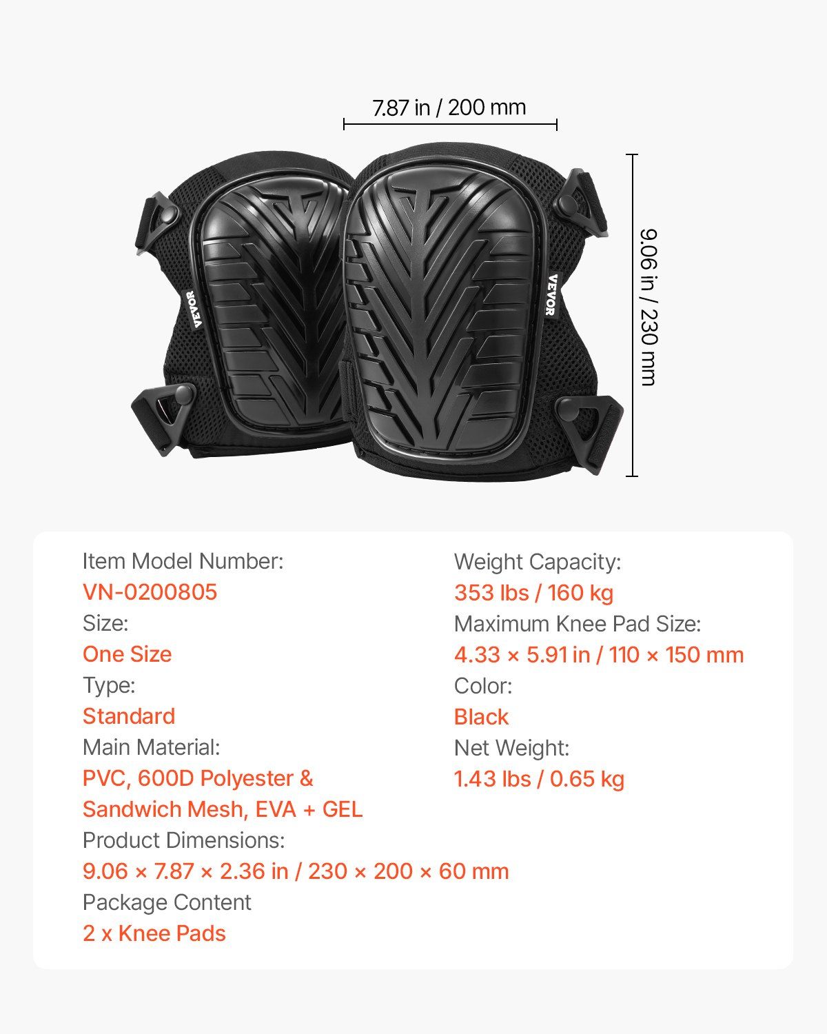 Knee Pads for Work, Heavy Duty Construction Knee Pads with Adjustable Straps & Rivets, Thick Gel Knee Pads V952-DBHXDKHXHS00VGXFXV0