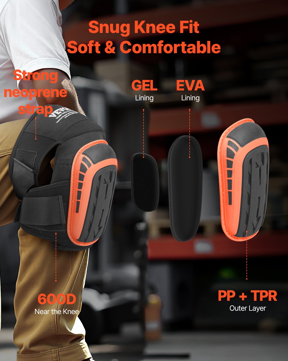 Knee Pads for Work, Extended Heavy Duty Construction Knee Pads with 2 Extension Straps, Anti-slip Foam Gel V952-DBHXHSCSJZKH76BTFV0