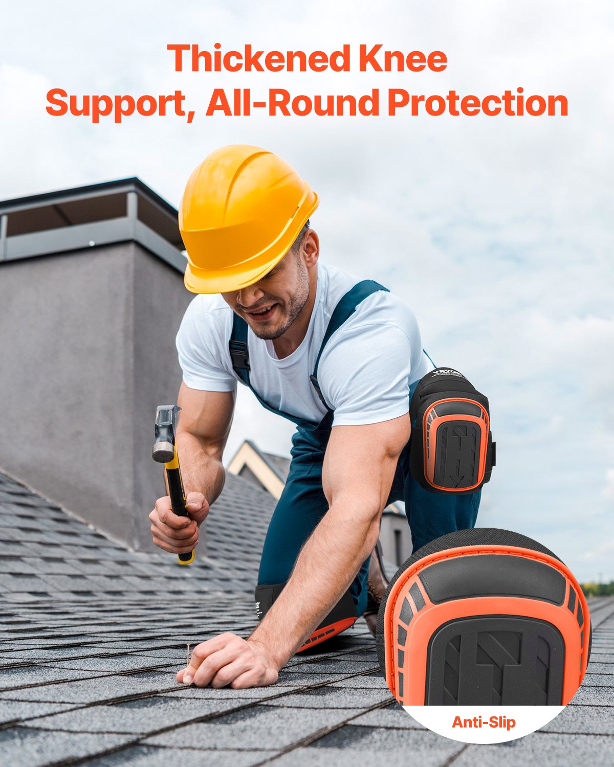Knee Pads for Work, Extended Heavy Duty Construction Knee Pads with 2 Extension Straps, Anti-slip Foam Gel V952-DBHXHSCSJZKH76BTFV0