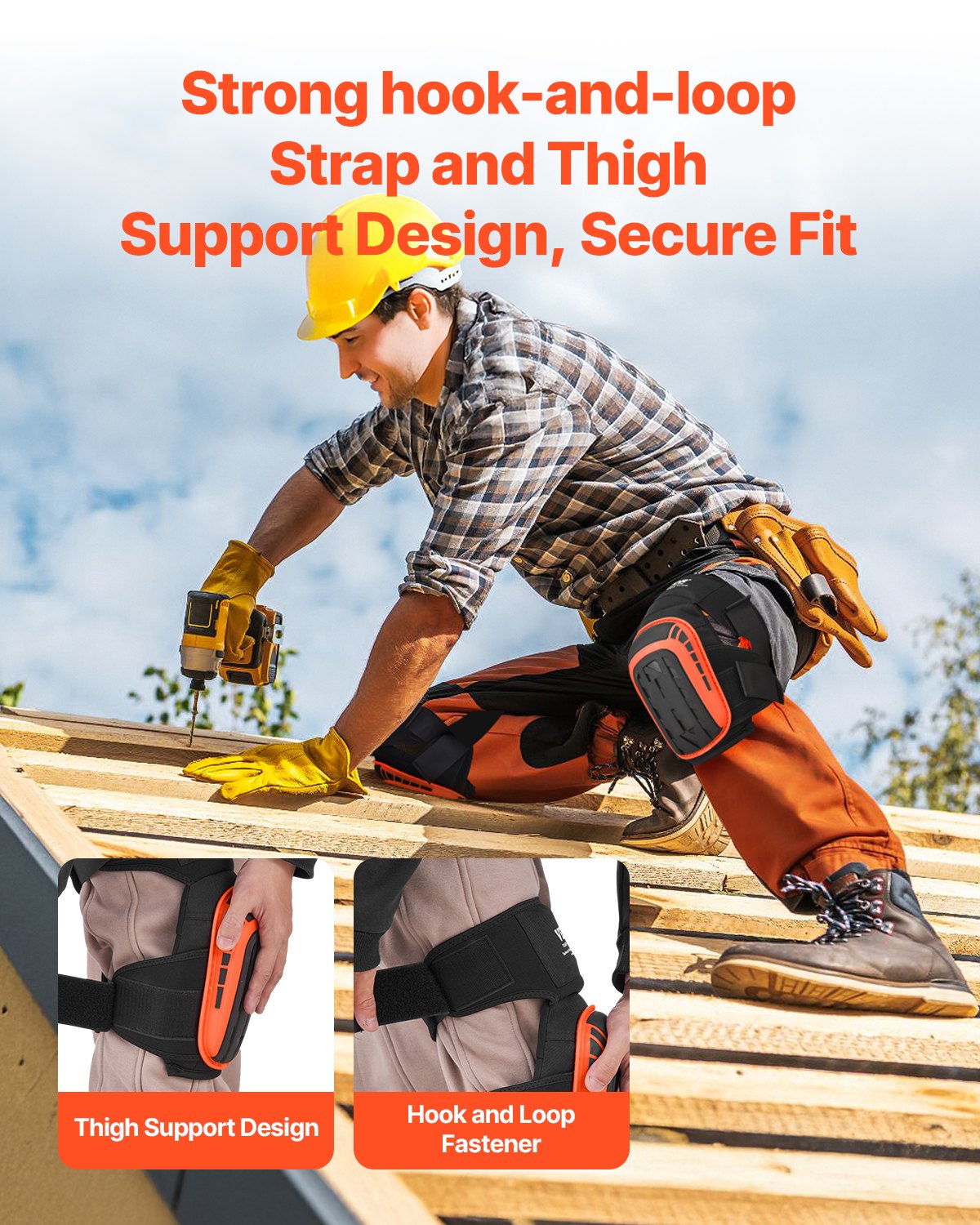 Knee Pads for Work, Extended Heavy Duty Construction Knee Pads with 2 Extension Straps, Anti-slip Foam Gel V952-DBHXHSCSJZKH76BTFV0