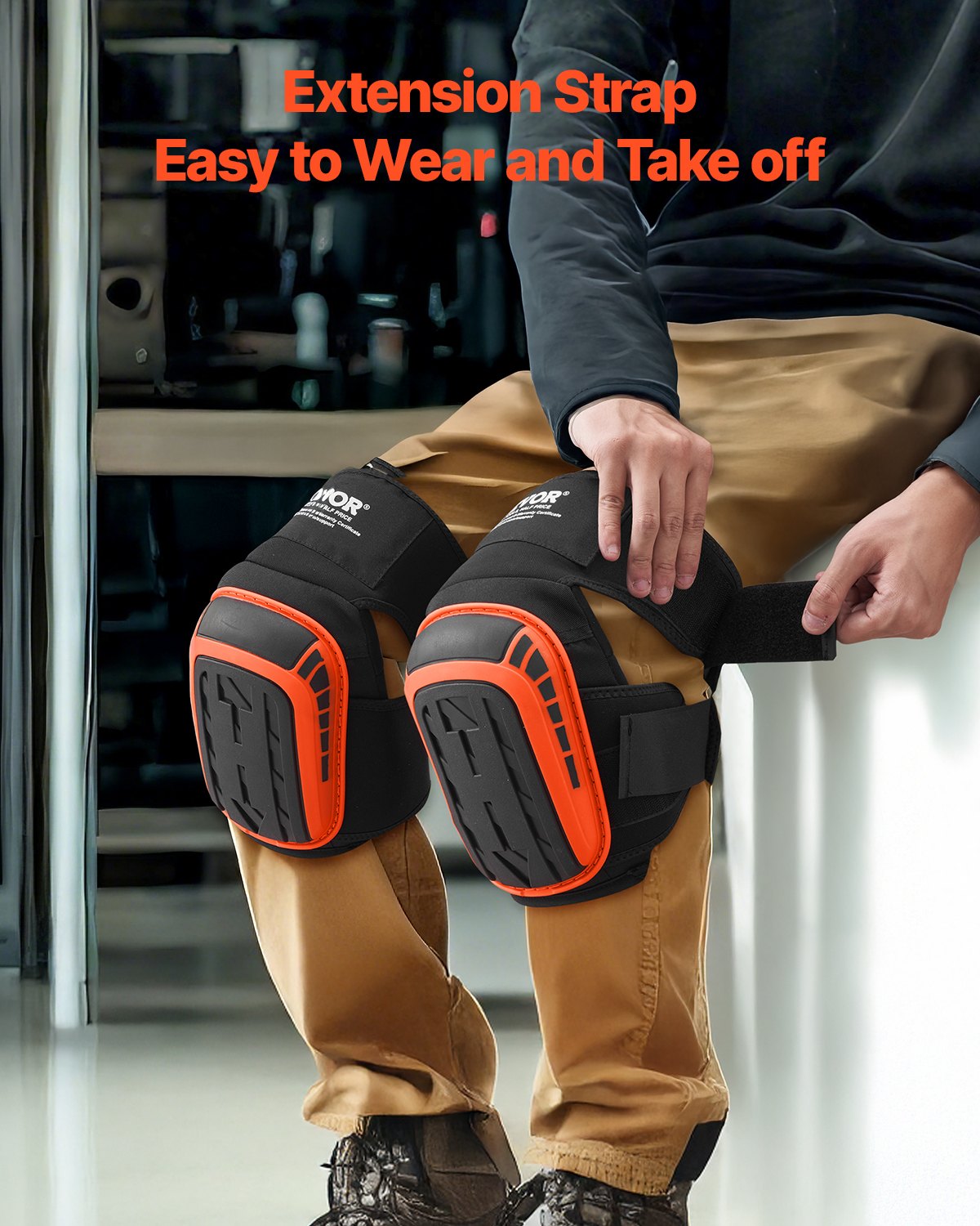 Knee Pads for Work, Extended Heavy Duty Construction Knee Pads with 2 Extension Straps, Anti-slip Foam Gel V952-DBHXHSCSJZKH76BTFV0