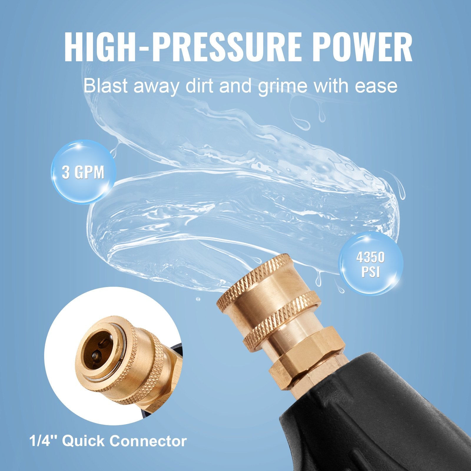 1/4'' High Pressure Washer Gun 4350PSI Power Wash Foam Spray w/ Nozzle V952-DBJQ3000PSIM2NU2HV0