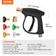 1/4'' High Pressure Washer Gun 4350PSI Power Wash Foam Spray w/ Nozzle V952-DBJQ3000PSIM2NU2HV0
