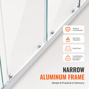 Semi-frameless Double Sliding Shower Door SGCC Tempered Glass 1/4" Chrome V952-DBKSMTLYSM6MDOGXSV0