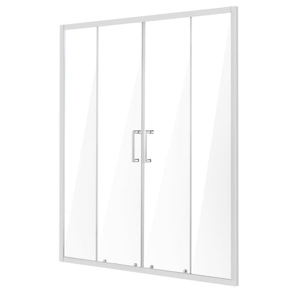 Semi-frameless Double Sliding Shower Door SGCC Tempered Glass 1/4" Chrome V952-DBKSMTLYSM6MDOGXSV0