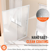 Semi-frameless Shower Door 57.7-59" x 70" SGCC Tempered Glass 1/4" Chrome V952-DBKSYMTLYSM6LNGAYV0