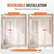 Semi-frameless Shower Door 57.7-59" x 70" SGCC Tempered Glass 1/4" Chrome V952-DBKSYMTLYSM6LNGAYV0