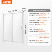 Semi-frameless Shower Door 57.7-59" x 70" SGCC Tempered Glass 1/4" Chrome V952-DBKSYMTLYSM6LNGAYV0