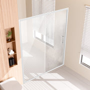 Semi-frameless Shower Door 57.7-59" x 70" SGCC Tempered Glass 1/4" Chrome V952-DBKSYMTLYSM6LNGAYV0