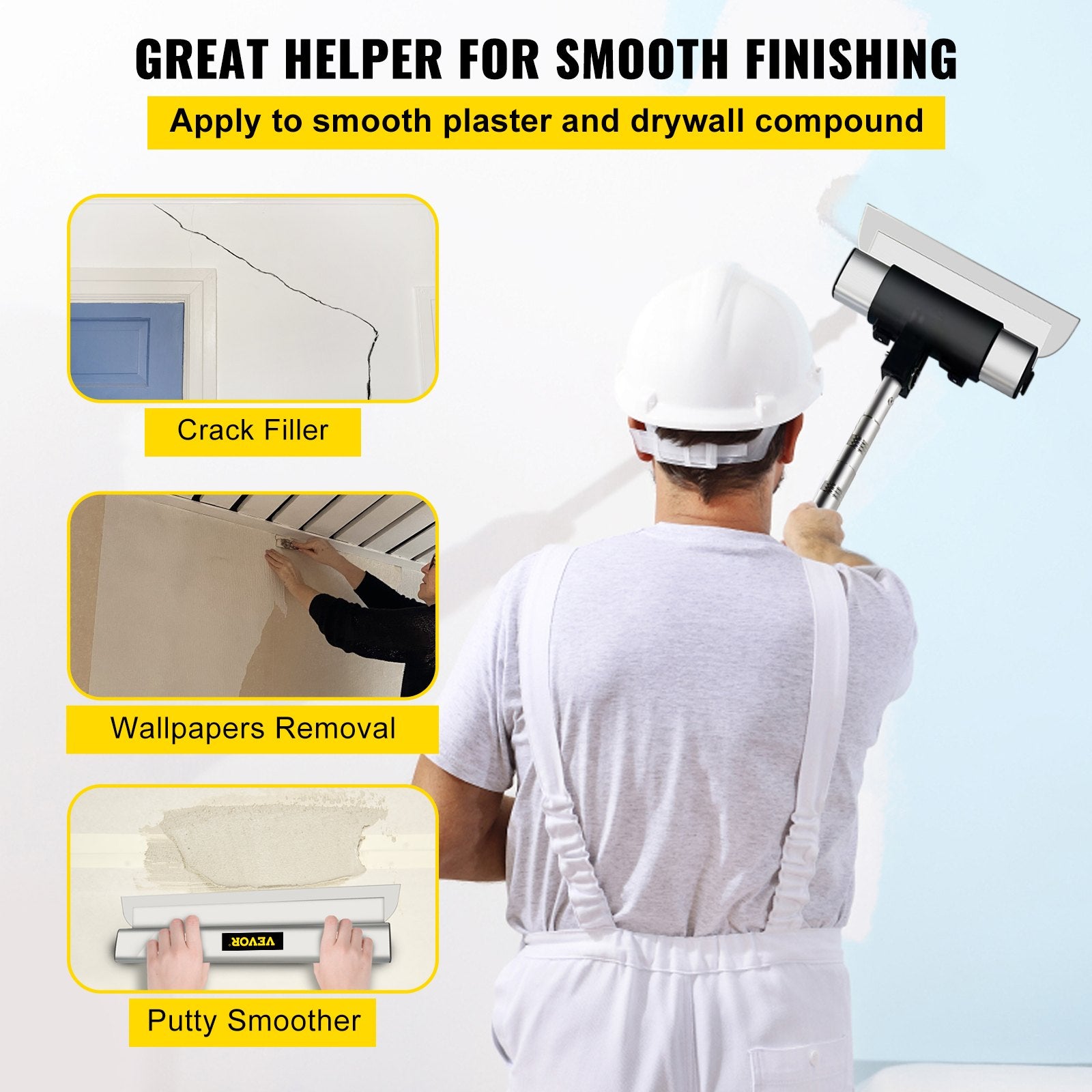 Skimming Blade Set,10"+16"+24" Blades + 35"-78" Extension Handle, European Stainless Steel Construction V952-DBSNZGD101624KO0VV0
