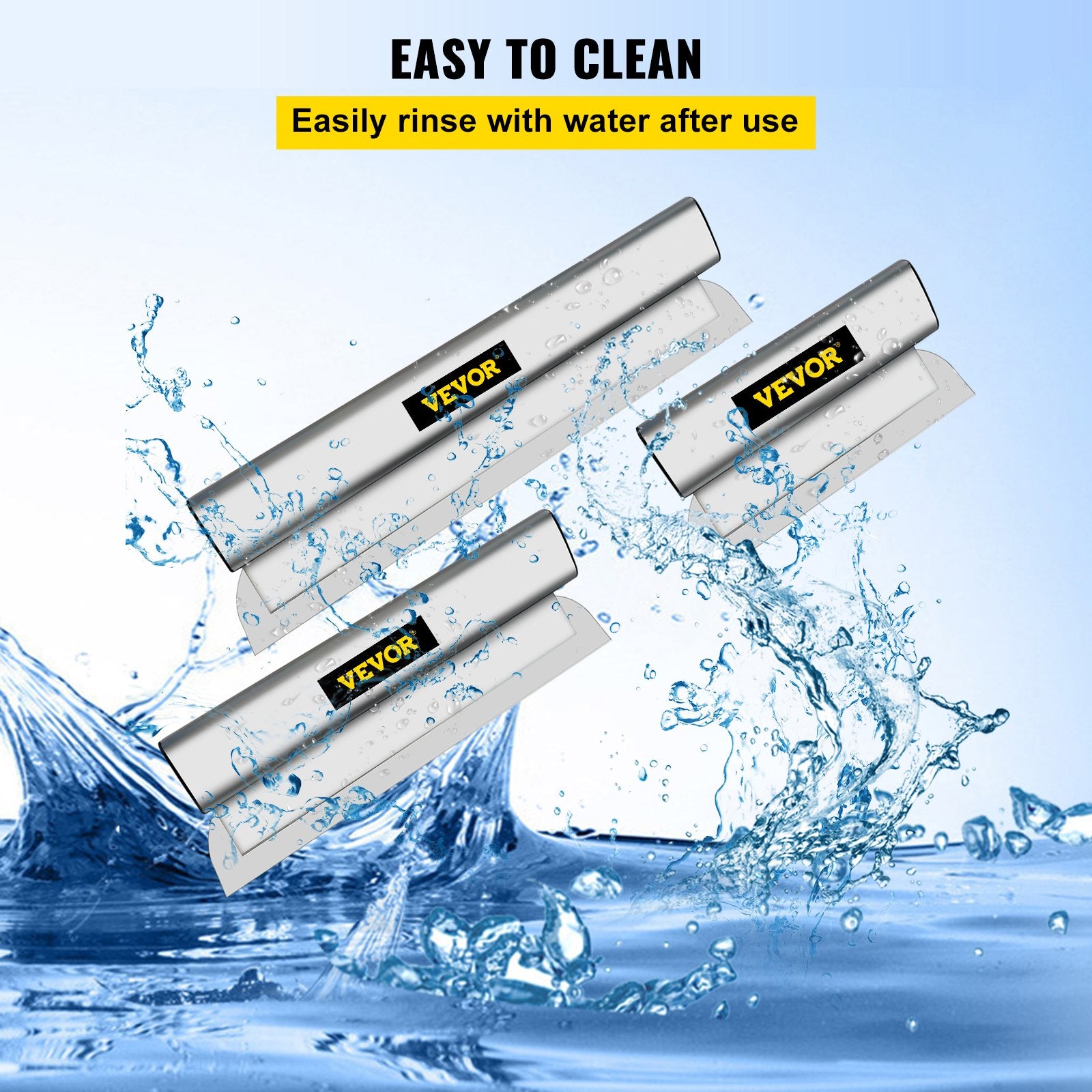 Skimming Blade Set,10"+16"+24" Blades + 35"-78" Extension Handle, European Stainless Steel Construction V952-DBSNZGD101624KO0VV0
