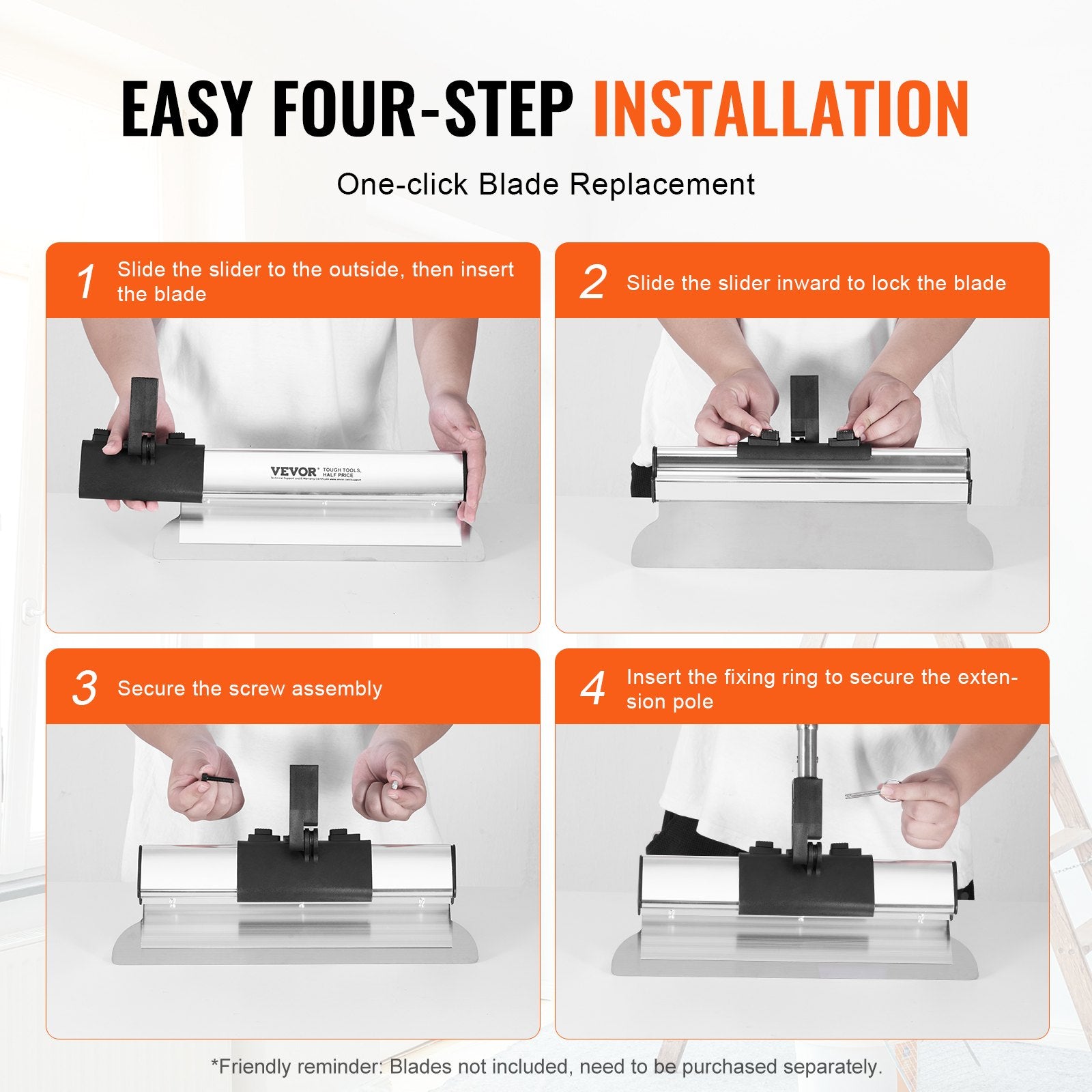 Drywall Skimming Kit, Handle + Fixator Smoothing Knife Accessory, Professional Skim Coat Tools For Drywall, V952-DBSNZGDTZB1P3OCKDV0