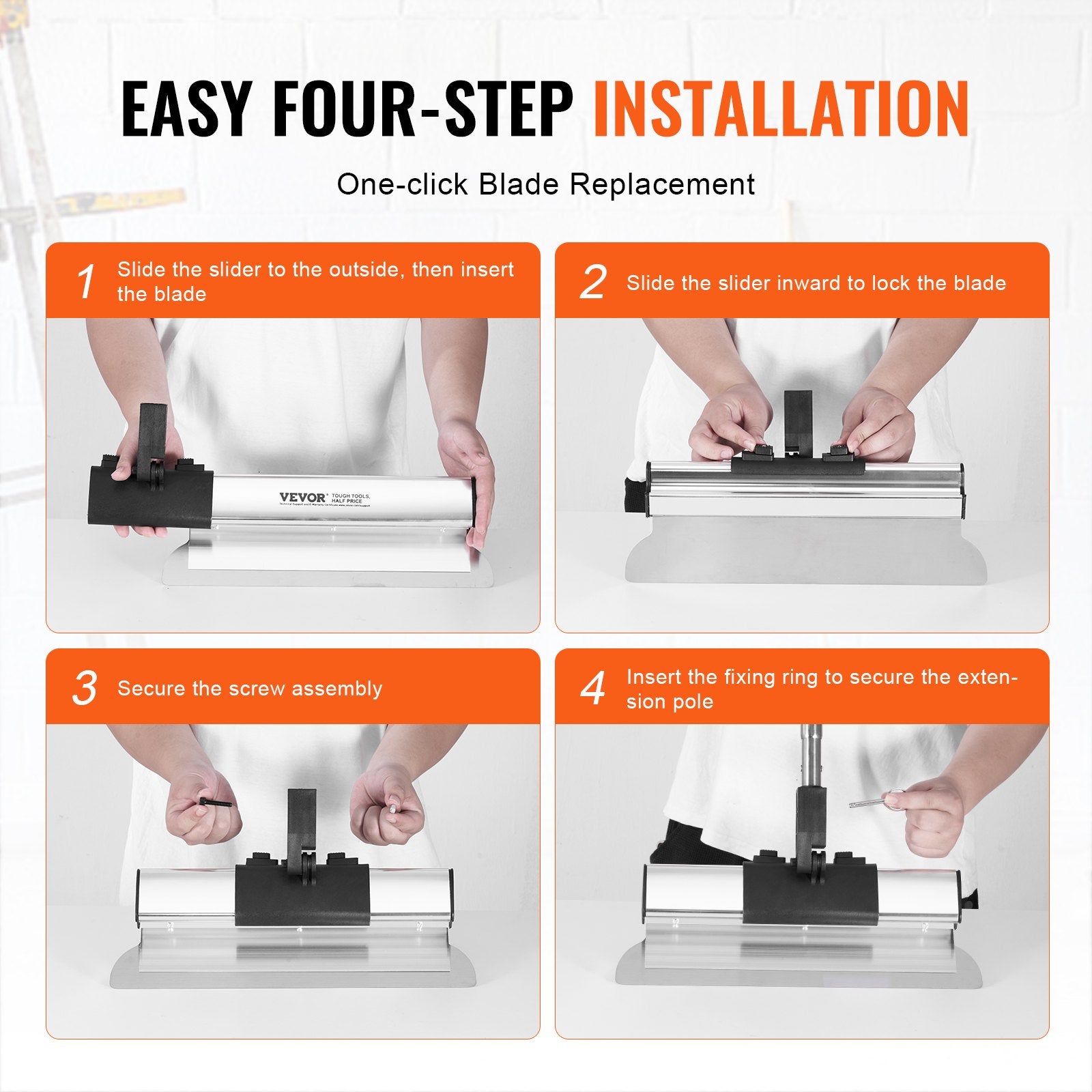 Drywall Skimming Blade Set, 10/16/24/32/40 in Skimming Blades + 34-81.6 in Extension Handle Pole, Stainless V952-DBSNZGDTZB5P39Z0LV0