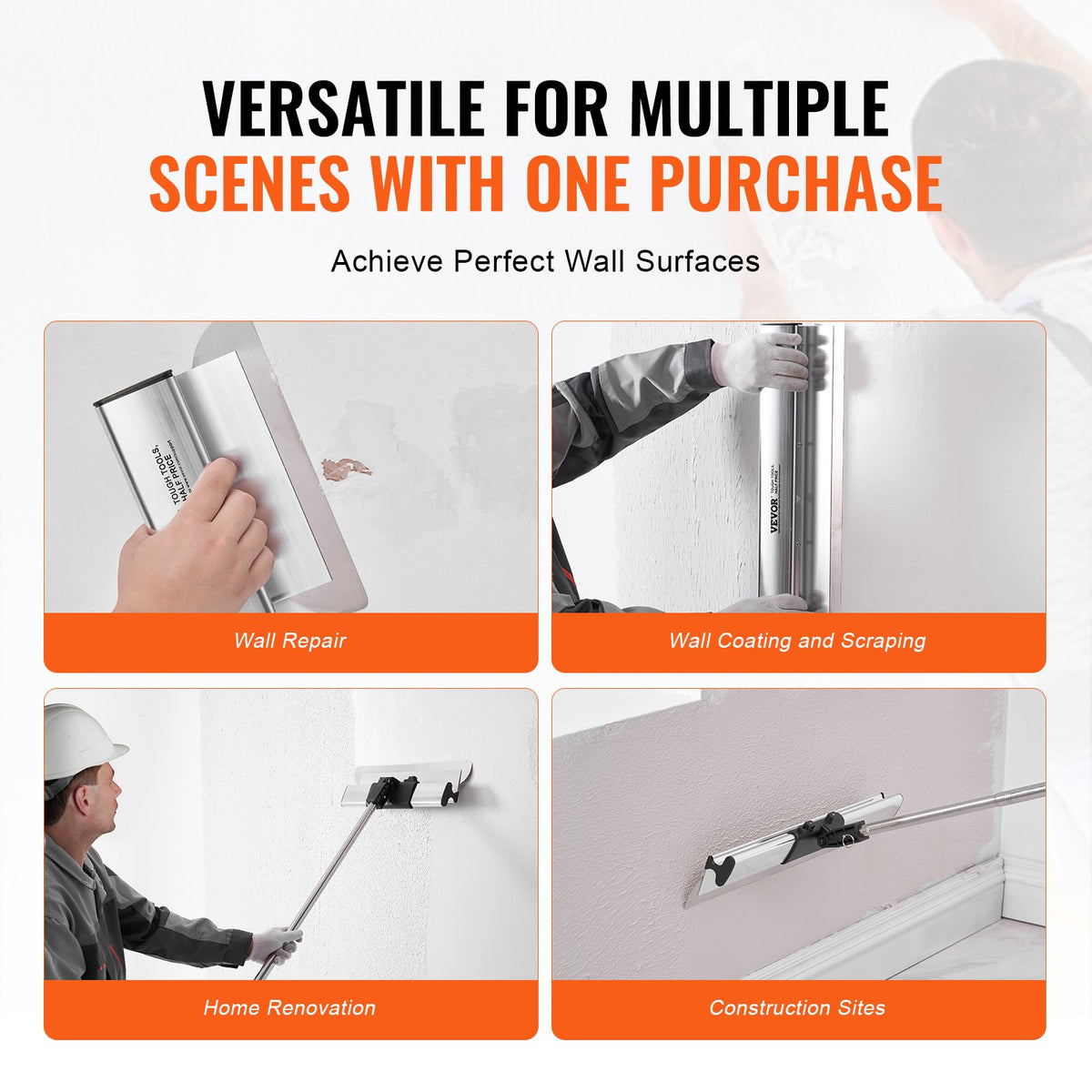 Drywall Skimming Blade Set, 10/16/24/32/40 in Skimming Blades + 34-81.6 in Extension Handle Pole, Stainless V952-DBSNZGDTZB5P39Z0LV0