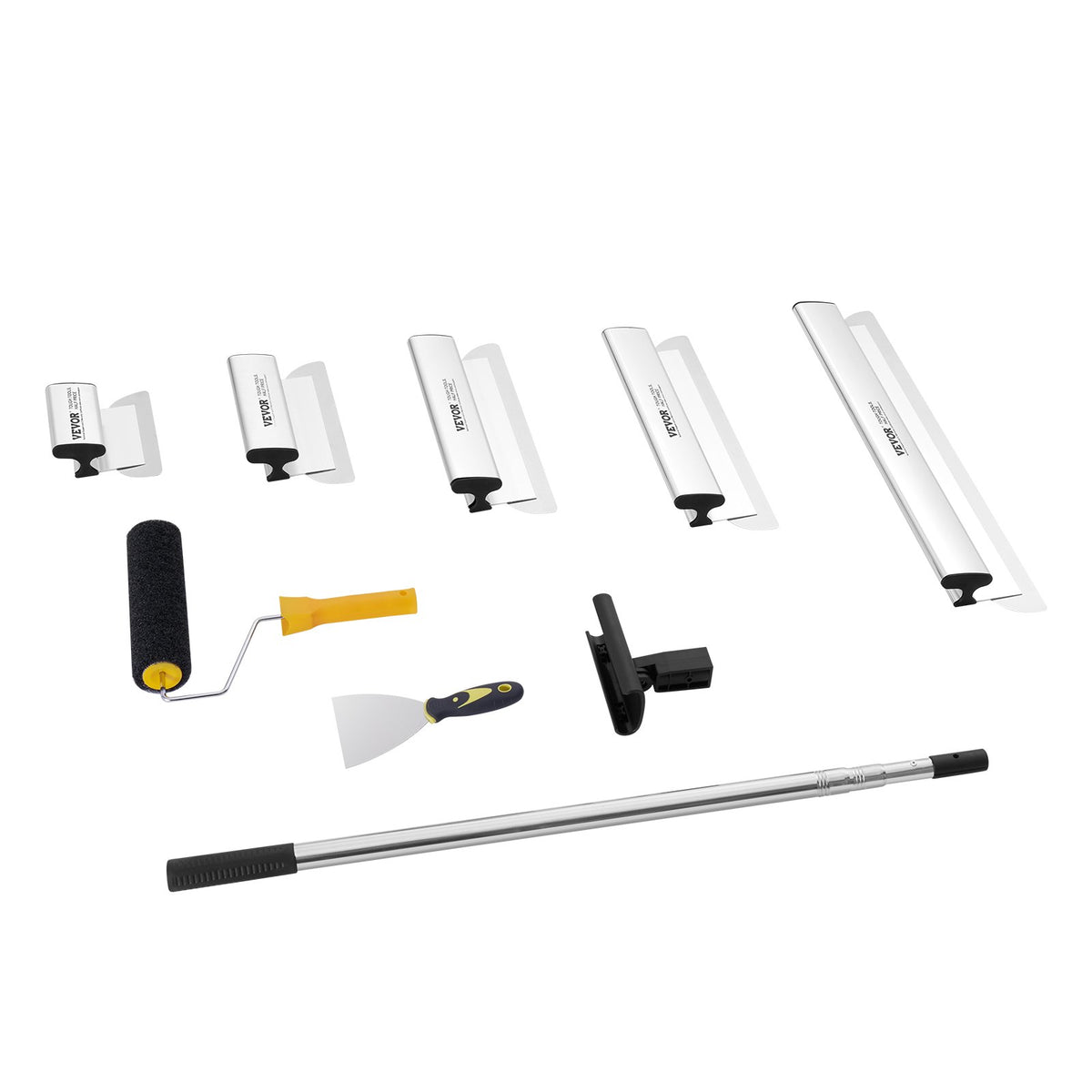 Drywall Skimming Blade Set, 7/10/14/16/24 in Skimming Blades + 34 - 81.6 in Extension Handle Pole, Stainless V952-DBSNZGDTZB5P59QZ2V0