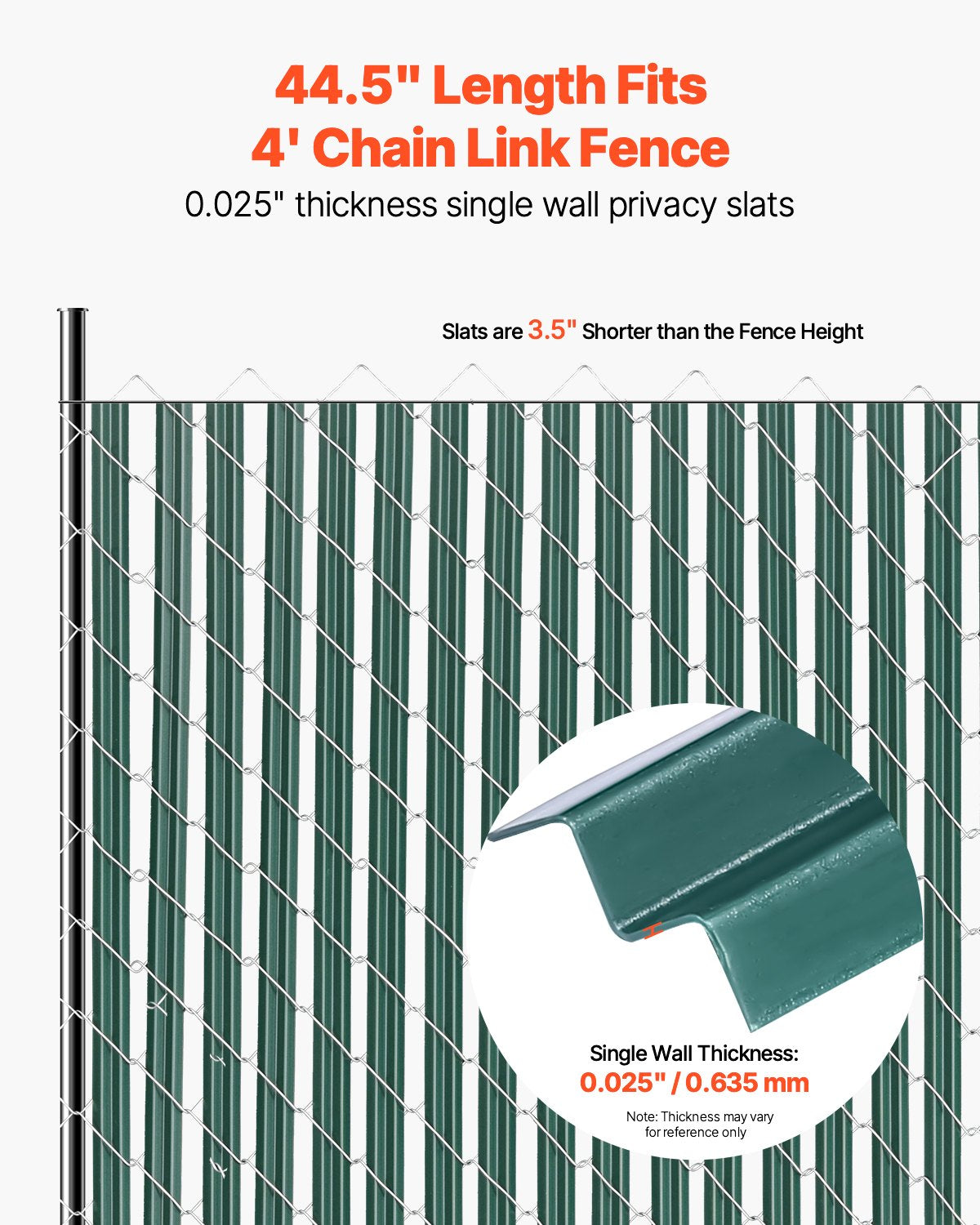 Bottom Locking Privacy Slats, Single-Wall Vertical Bottom-Locking Slats for Chain-Link Fence, High-Density V952-DBYSBTDBPE4FL2OHIV0
