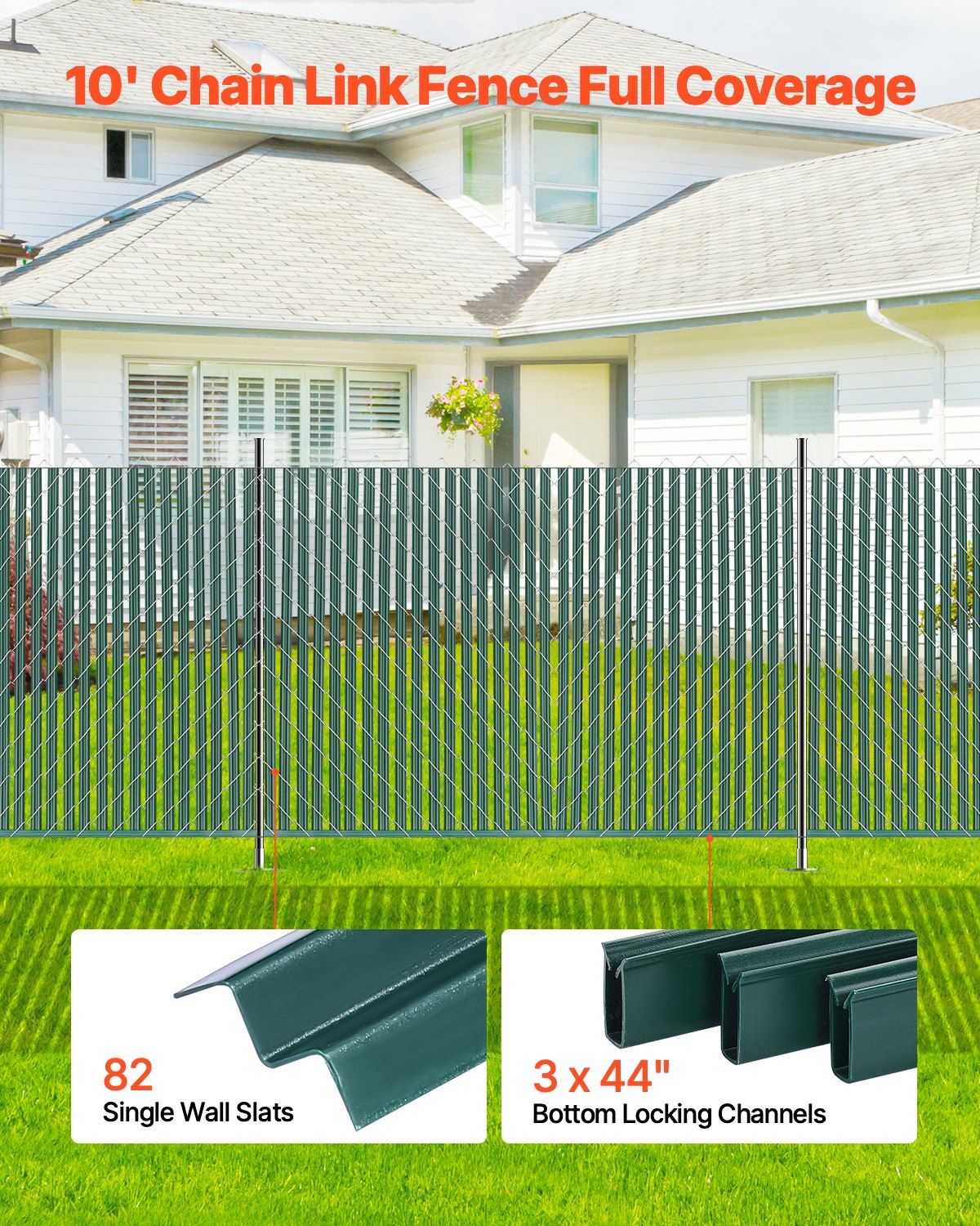 Bottom Locking Privacy Slats, Single-Wall Vertical Bottom-Locking Slats for Chain-Link Fence, High-Density V952-DBYSBTDBPE5FG3HV0V0