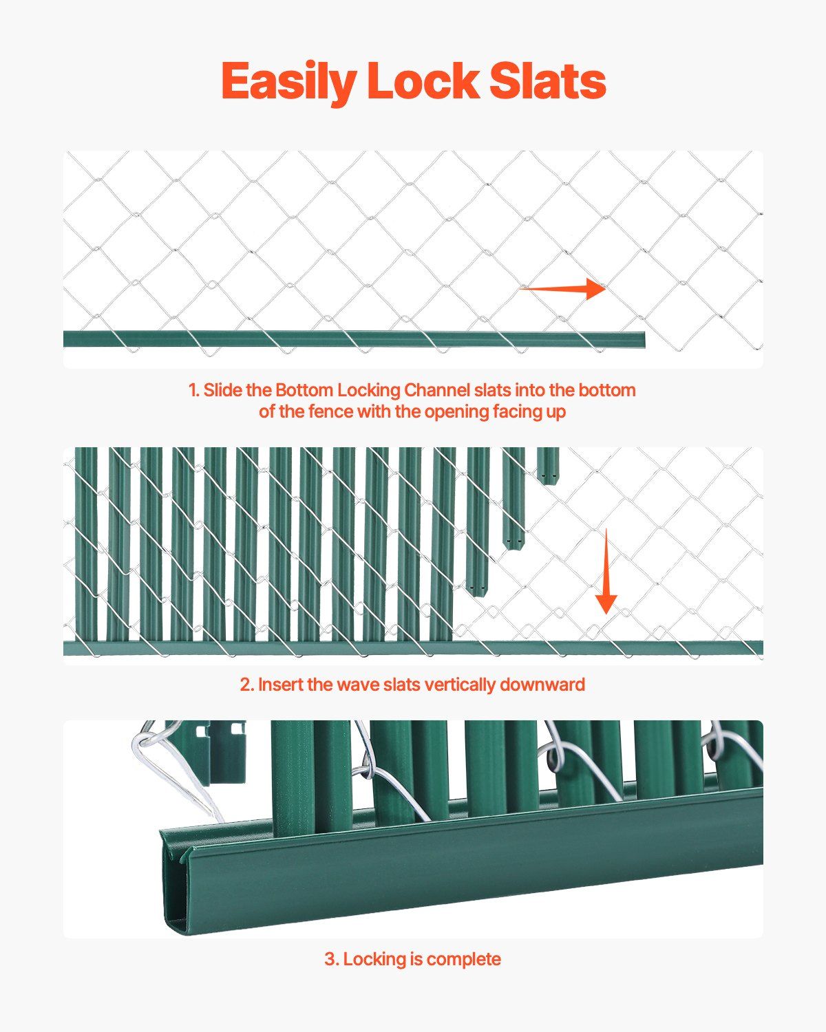 Bottom Locking Privacy Slats, Single-Wall Vertical Bottom-Locking Slats for Chain-Link Fence, High-Density V952-DBYSBTDBPE5FG3HV0V0