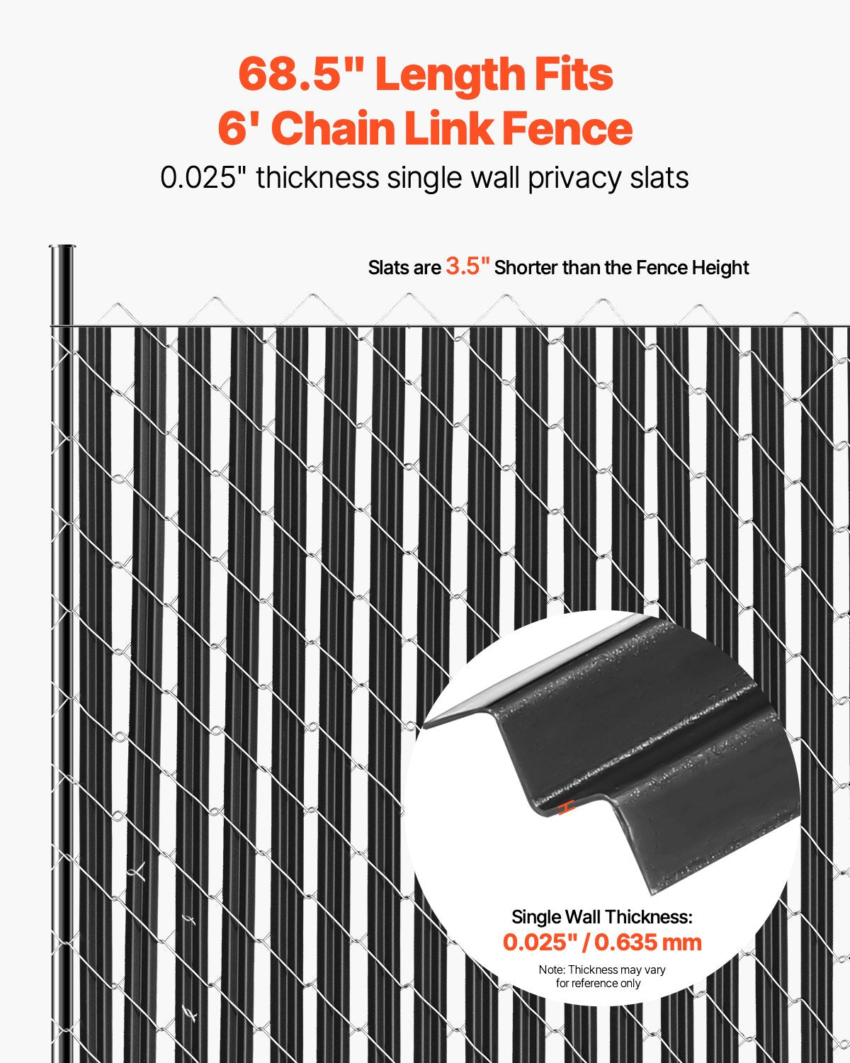 Bottom Locking Privacy Slats, Single-Wall Vertical Bottom-Locking Slats for Chain-Link Fence, High-Density V952-DBYSBTDBPE6FQ52L1V0