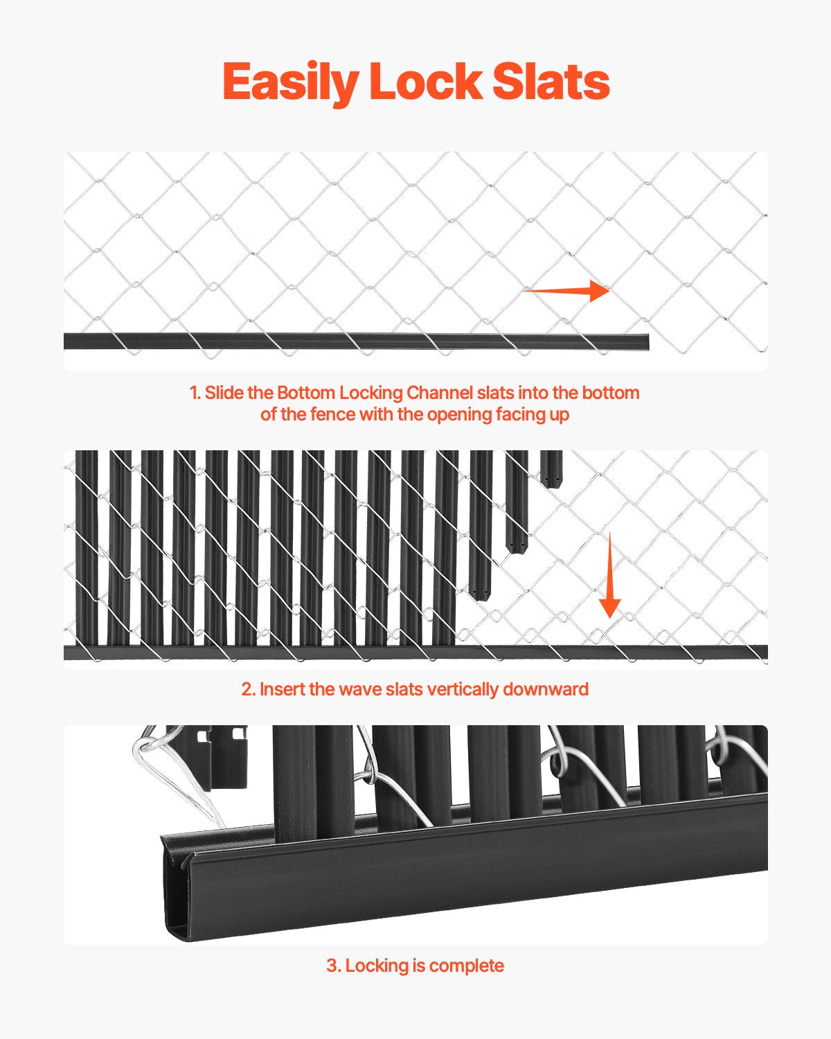 Bottom Locking Privacy Slats, Single-Wall Vertical Bottom-Locking Slats for Chain-Link Fence, High-Density V952-DBYSBTDBPE6FQ52L1V0