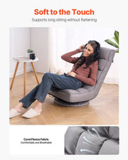 Swivel Floor Gaming Chair, 360-Degree Rotating Floor Chair with 4 Adjustable Position Folding Backrest and V952-DBYXZKWFS000O4SU9V0