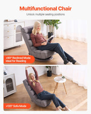 Swivel Floor Gaming Chair, 360-Degree Rotating Floor Chair with 4 Adjustable Position Folding Backrest and V952-DBYXZKWFS000O4SU9V0