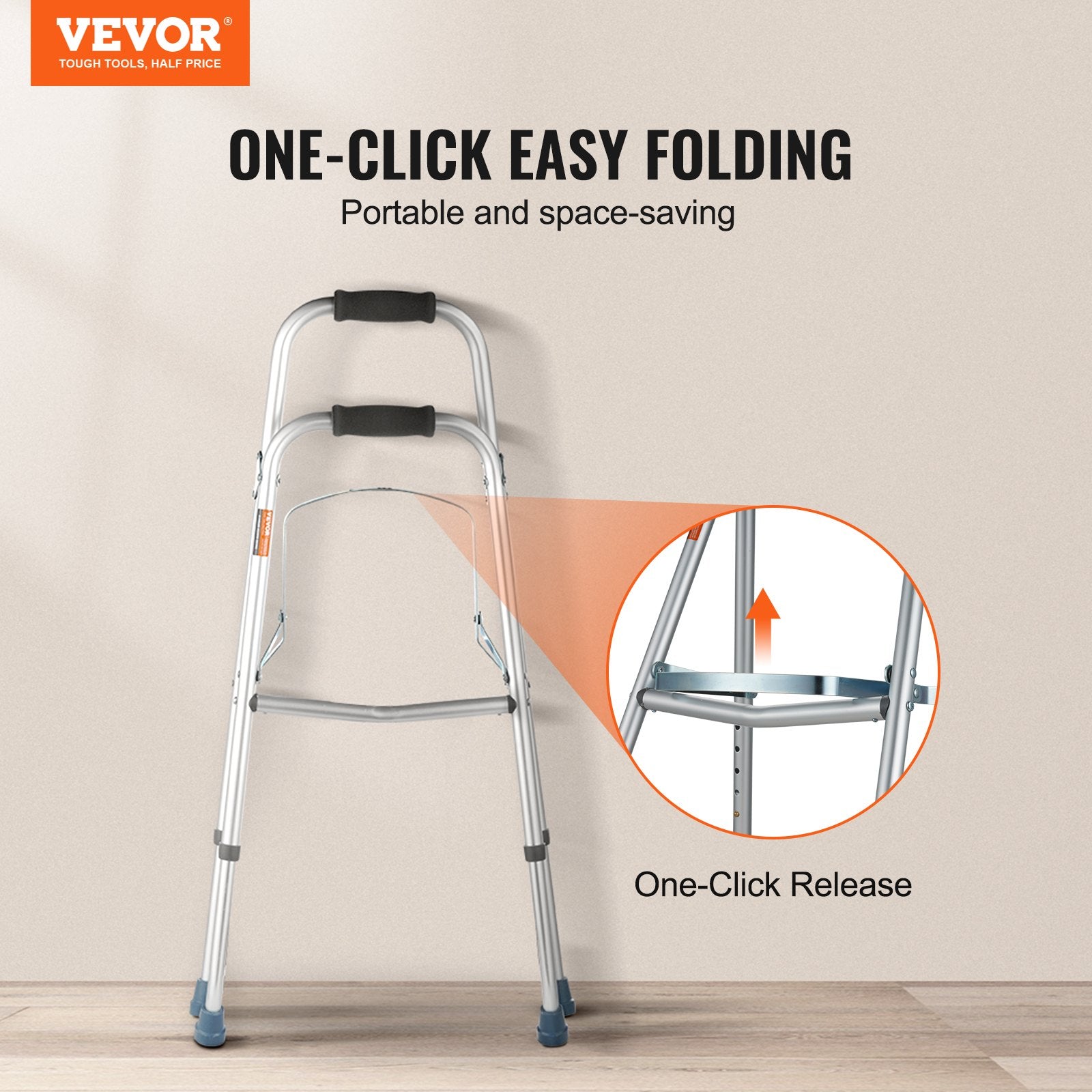Folding Hemi Walker One Arm Mobility Walker for Senior & Adjustable Height V952-DBZXCL000000VUTKPV0
