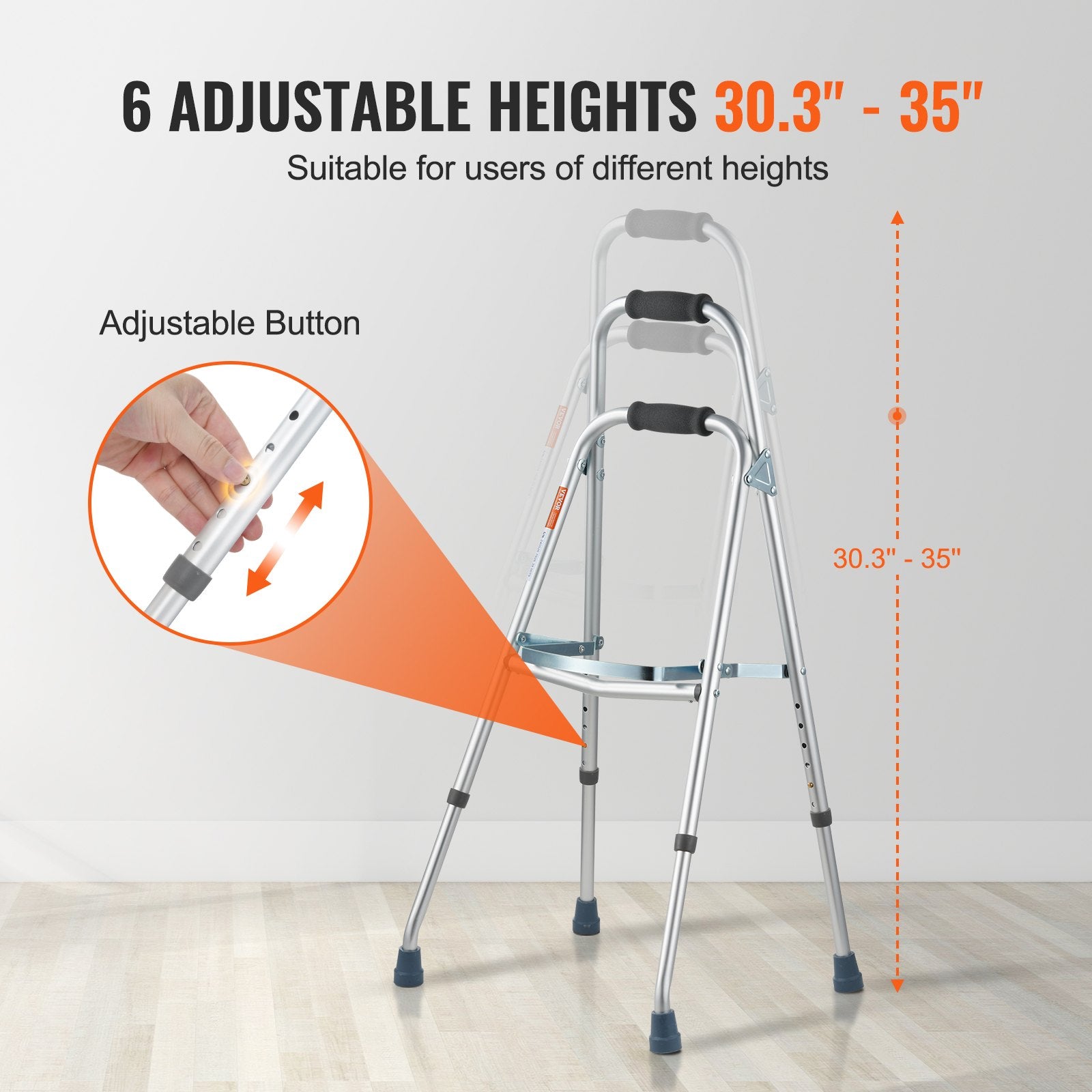 Folding Hemi Walker One Arm Mobility Walker for Senior & Adjustable Height V952-DBZXCL000000VUTKPV0